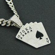 Men's poker pendant Cuban link necklace, view 5 - MRSLM