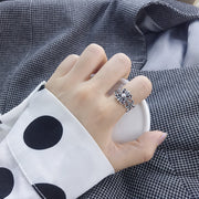 vintage sterling silver geometric ring, view 2 - MRSLM