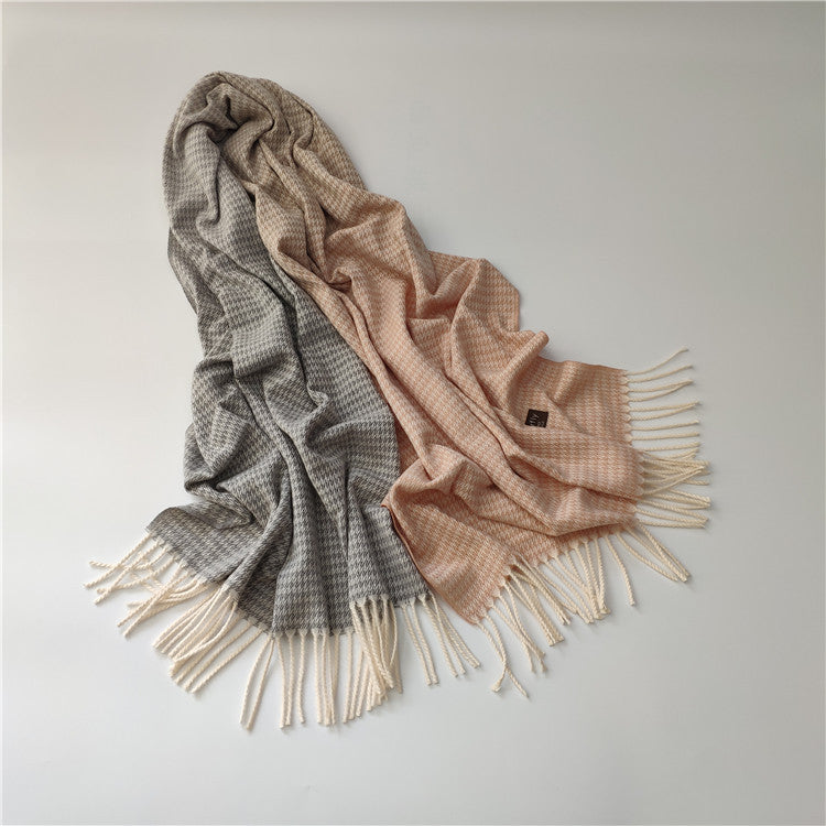 Tie-dye faux cashmere tassel scarf, view 4 - MRSLM