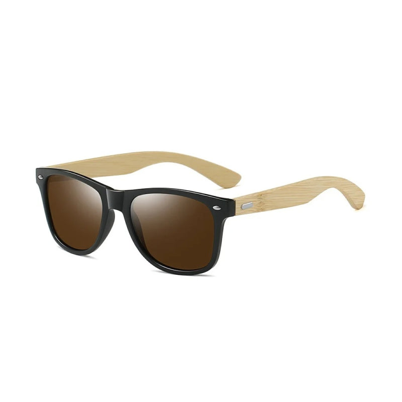 vintage bamboo wood square sunglasses, view 4 - MRSLM