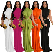 side split sleeveless long dress, view 10 - MRSLM