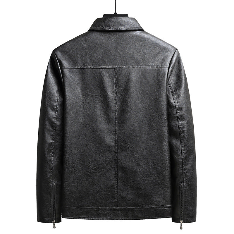 Men's thin faux leather jacket, view 5 - MRSLM
