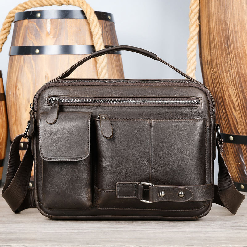 men's leather messenger bag, view 3 - MRSLM