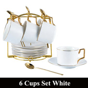 Bone china coffee mug set with tray, view 3 - MRSLM
