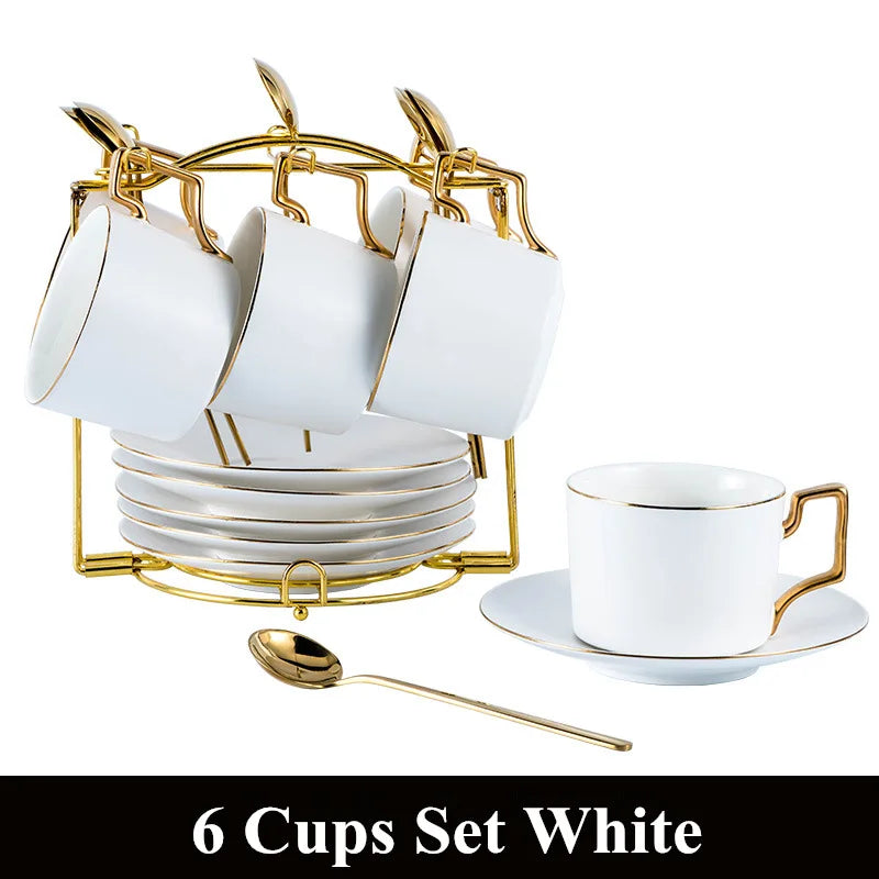 Bone china coffee mug set with tray, view 3 - MRSLM