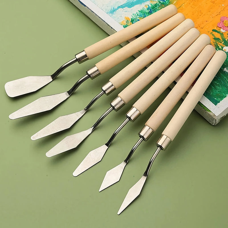 7-piece stainless steel painting knife set, view 3 - MRSLM