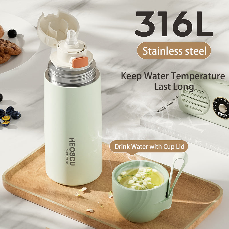 stainless steel insulated water bottle with straw lid, view 5 - MRSLM