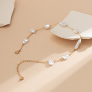 pearl clavicle chain necklace, view 4 - MRSLM