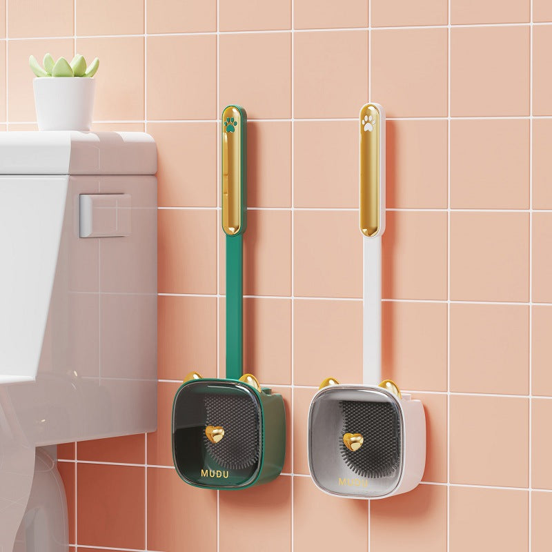 cat-themed wall mounted toilet brush set, view 7 - MRSLM