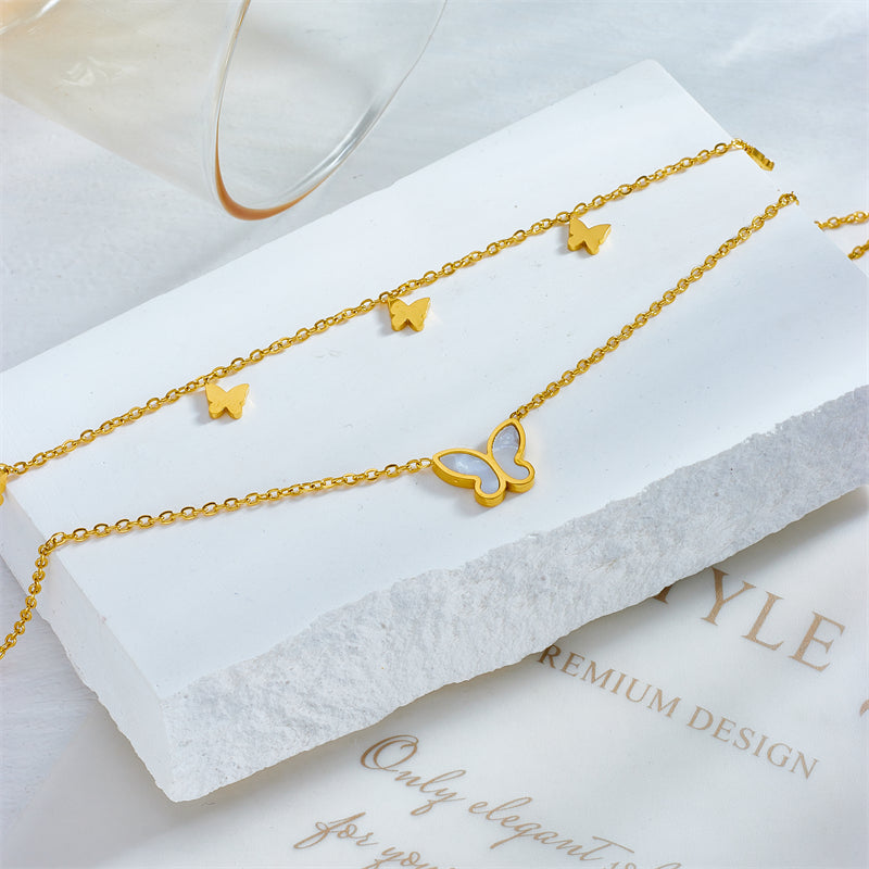 double-layer butterfly anklet, view 5 - MRSLM