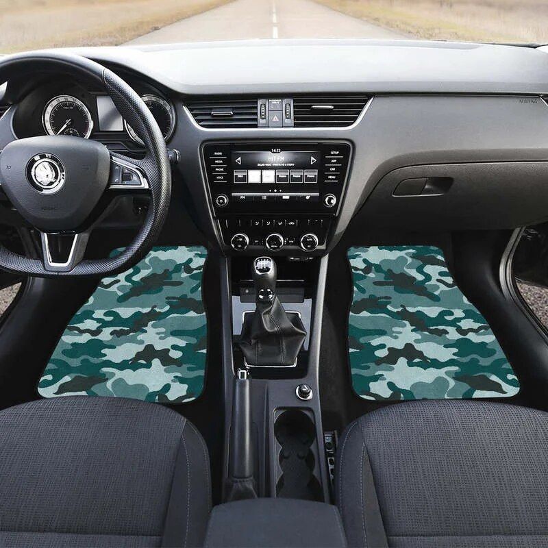 Forest green camouflage car floor mats, view 3 - MRSLM