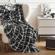 wool-blend knitted plaid blanket, view 4 - MRSLM