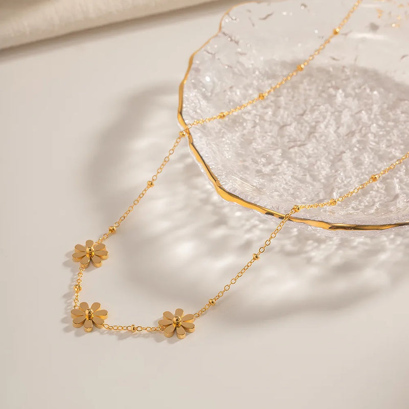 golden daisy trio necklace, view 6 - MRSLM