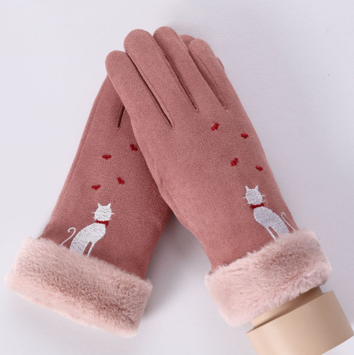 Women's plush-lined suede touchscreen gloves, view 23 - MRSLM