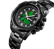 sports steel band dual display watch, view 3 - MRSLM