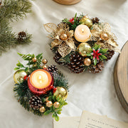 Christmas pinecone and berry candle holder wreath, view 8 - MRSLM