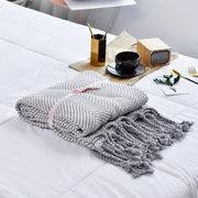 Wave stripe knit throw blanket, view 3 - MRSLM