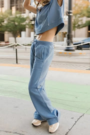 women's hooded crop top and pants set, view 6 - MRSLM