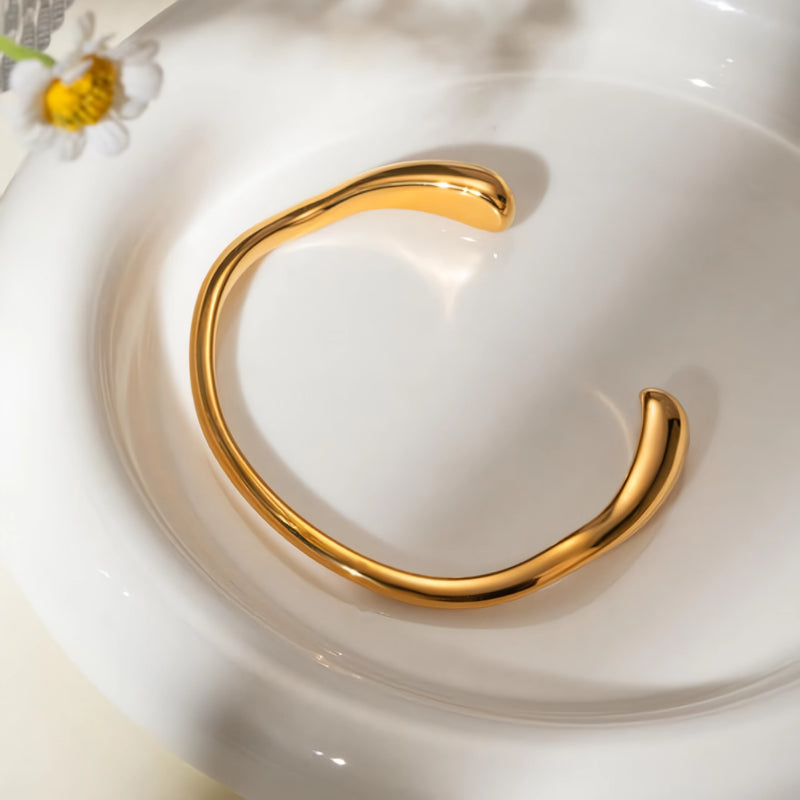 gold plated open bangle bracelet, view 5 - MRSLM