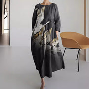 Round neck plus size long dress, view 2 - MRSLM