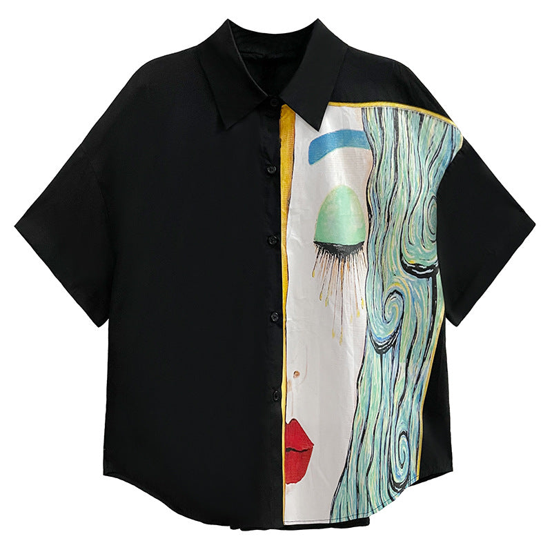 loose printed short-sleeved shirt, view 9 - MRSLM