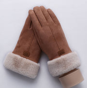 Women's plush-lined suede touchscreen gloves, view 12 - MRSLM