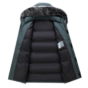 men's hooded mid-length down jacket, view 5 - MRSLM
