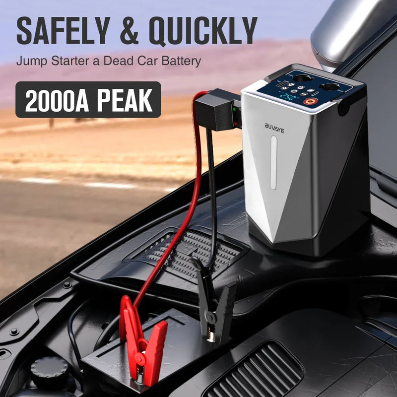8-in-1 car jump starter and air pump power bank, view 2 - MRSLM