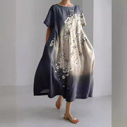 women's printed short-sleeved dress, view 4 - MRSLM