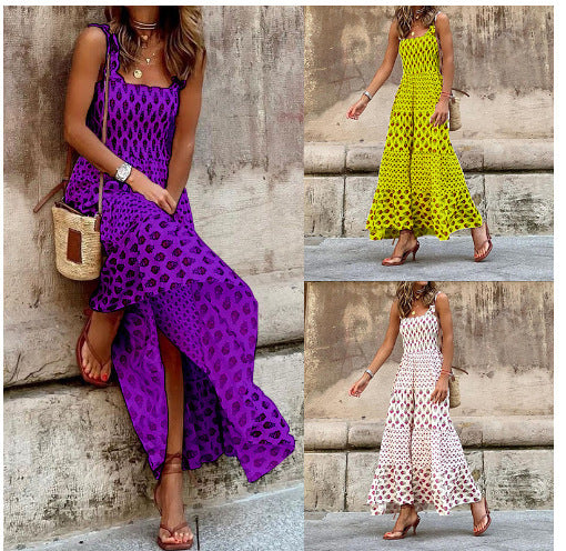 women's sling bohemian printed dress, view 2 - MRSLM