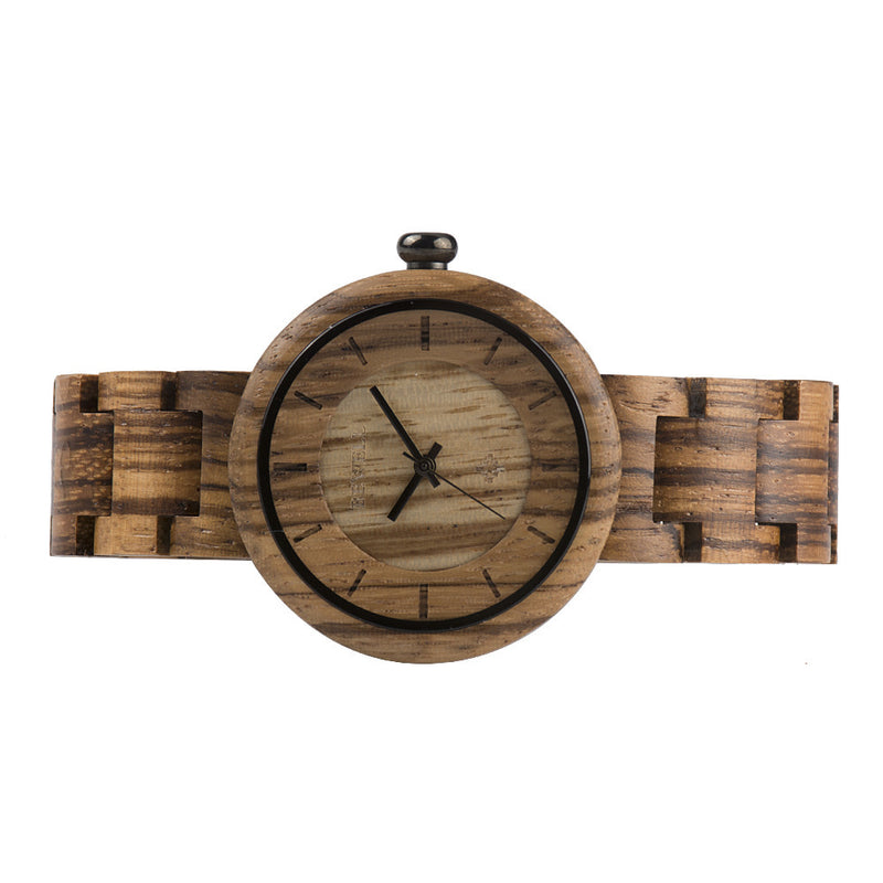 bamboo wood ladies quartz watch, view 2 - MRSLM