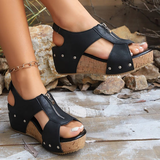 Zipper wedge sandals, view 8 - MRSLM