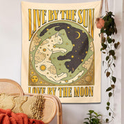 Sun moon cat tapestry wall hanging - MRSLM
