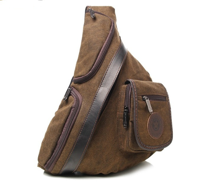 retro washed canvas shoulder bag, view 3 - MRSLM
