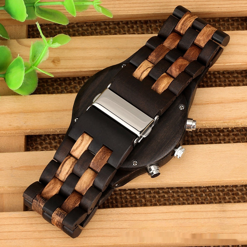 full wood band quartz watch, view 4 - MRSLM