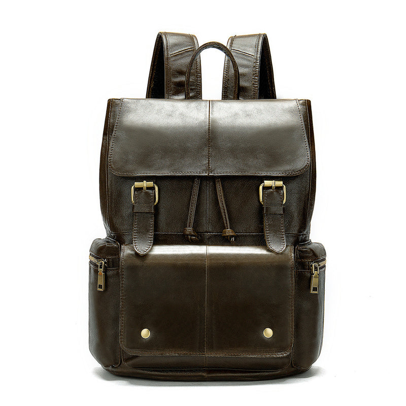 crazy horse leather flap backpack, view 6 - MRSLM