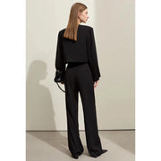 women's V-neck blazer and wide-leg pants set, view 5 - MRSLM