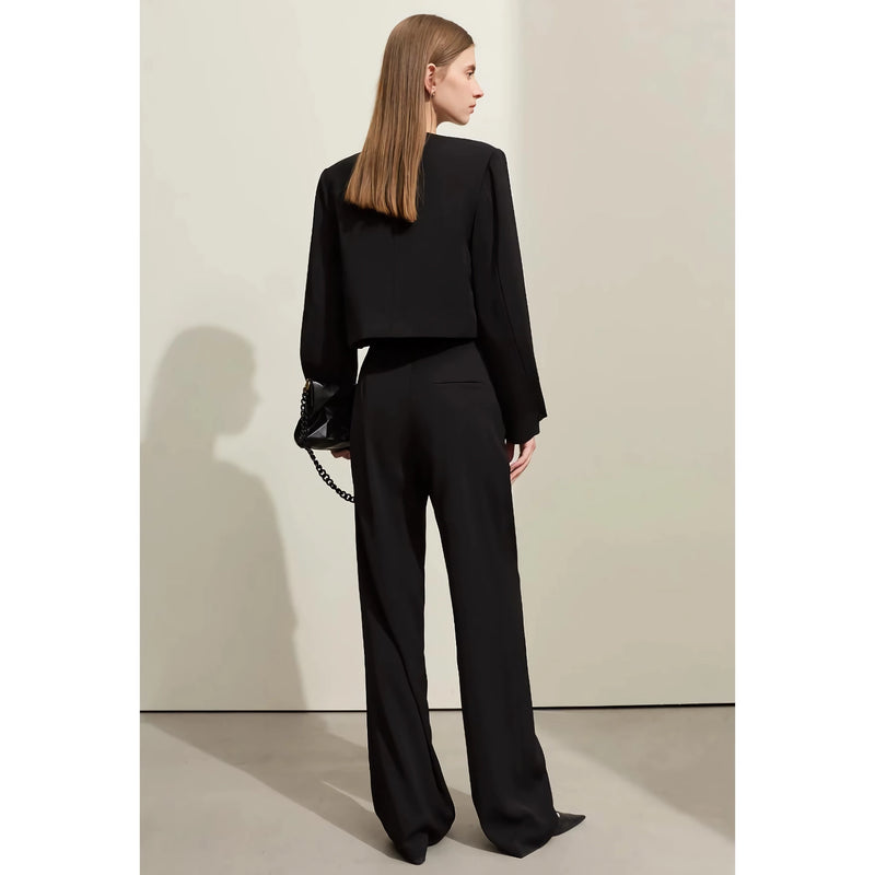 women's V-neck blazer and wide-leg pants set, view 5 - MRSLM