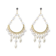 Gold chandelier pearl drop earrings, view 5 - MRSLM