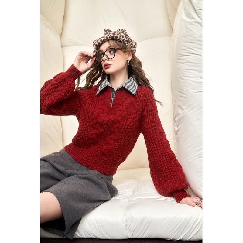 spliced pullover sweater, view 7 - MRSLM