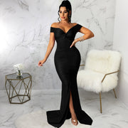 v-neck micro-wrinkle long dress - MRSLM