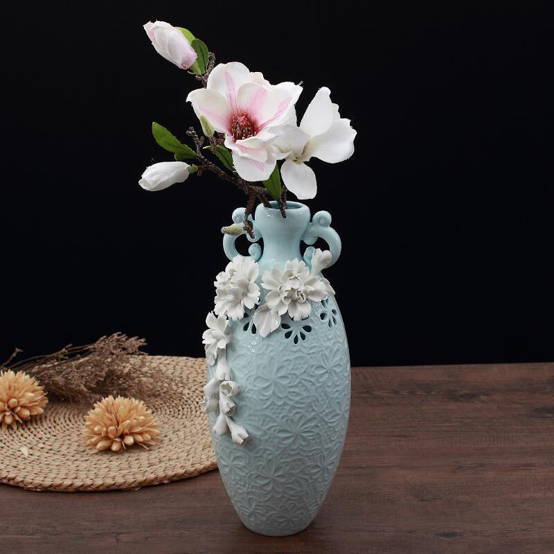 white porcelain vase ornament, view 3 - MRSLM