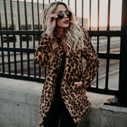 Women's leopard print faux fur winter coat, view 7 - MRSLM