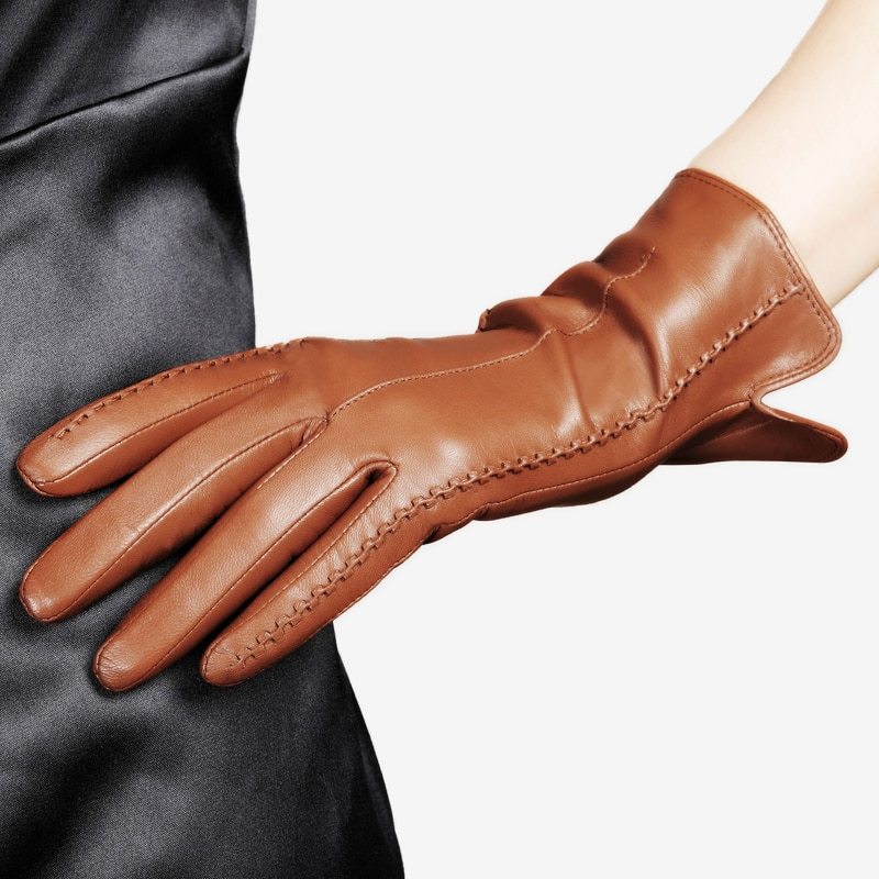 Autumn and Winter PU Leather Gloves Female Touch Screen