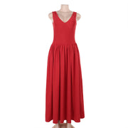 Slim fit V-neck A-line dress, view 6 - MRSLM