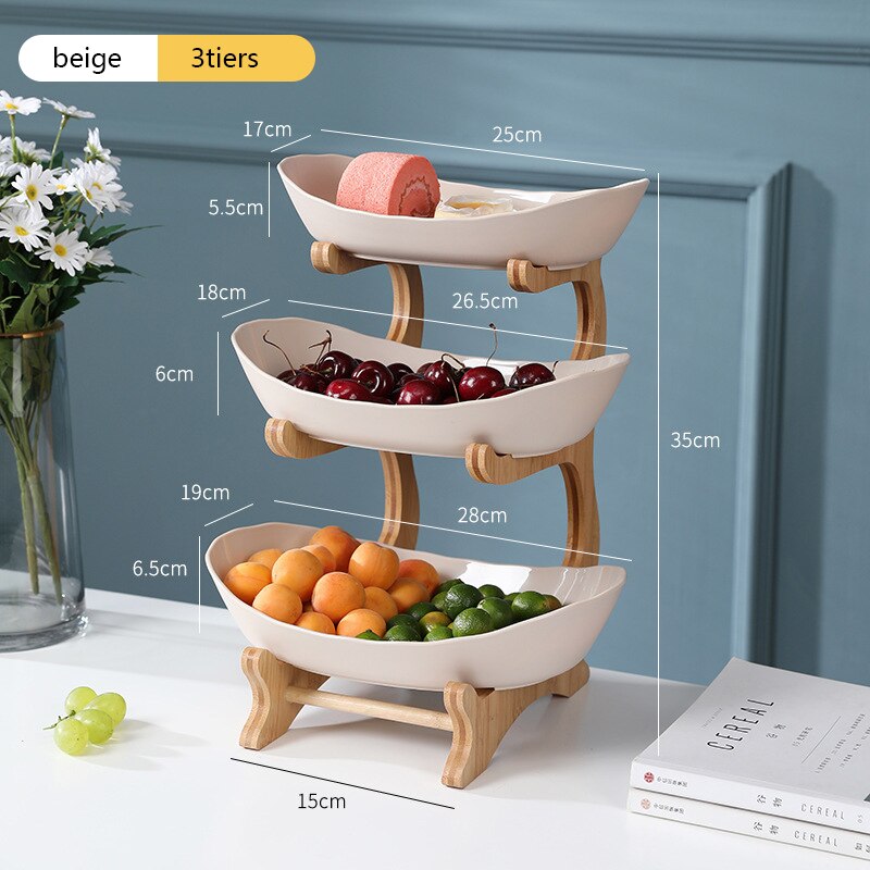 partitioned oval tiered serving plates, view 5 - MRSLM