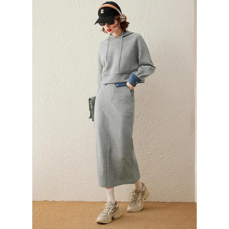 women's hooded two-piece dress set, view 5 - MRSLM