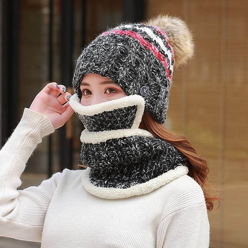 women's knit hat with pom - MRSLM