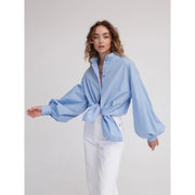 women's cotton lantern sleeve blouse, view 2 - MRSLM
