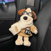 cartoon dog plush seat belt protector, view 3 - MRSLM